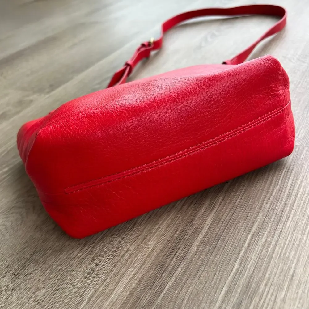 J.Crew Oslo Soft Leather Crossbody Bag Adjustable Strap Holiday Red